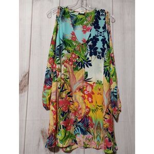 Rubber Ducky Shirt Ladies Medium Peek A Boo Long Sleeve Tunic Light Weight Tropi